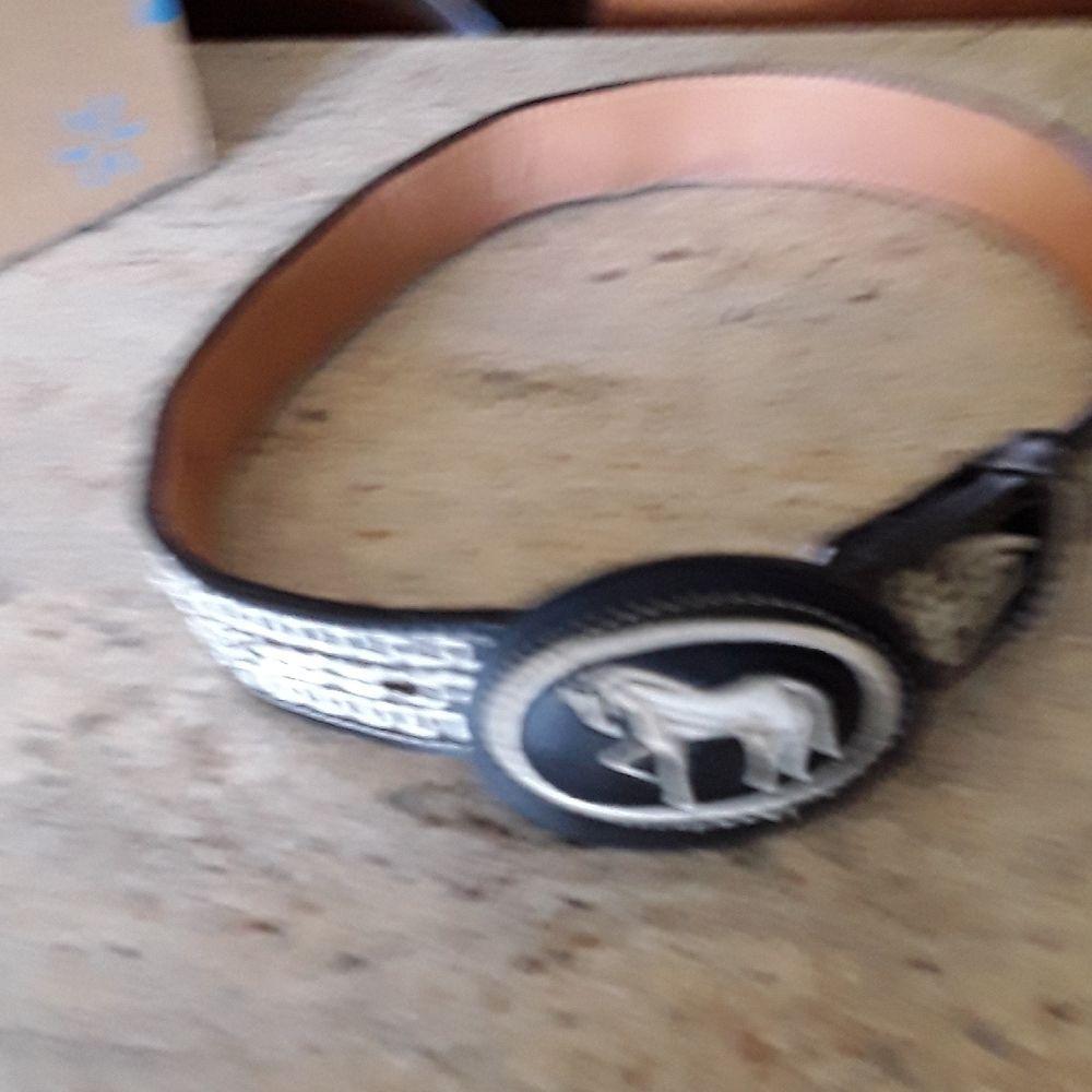 Kids Belt with Horse Design in Black and Brown